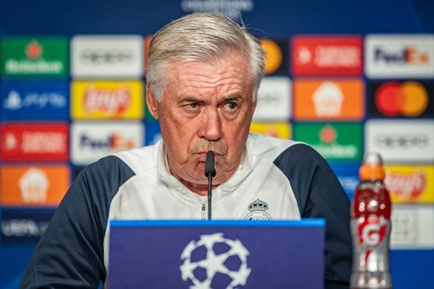 UEFA Champions League: Pressekonferenz und Training Real Madrid. Berlin, 11.12.2023 Carlo Ancelotti (Trainer Real Madrid) UEFA Champions League: Pressekonferenz und Training Real Madrid vor dem Spiel 1. FC Union Berlin vs Real Madrid, Olympiastadion, Berlin, 11.12.2023 Copyright: xBEAUTIFULxSPORTS LucianoxLimax