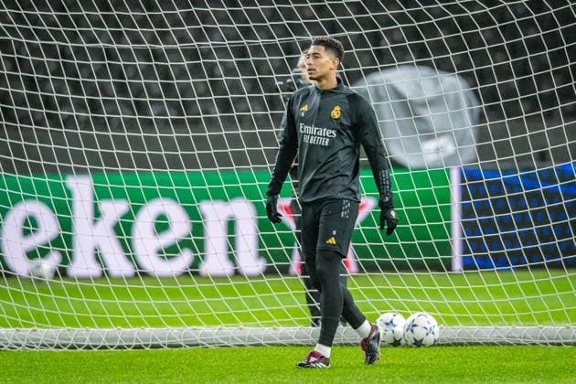 UEFA Champions League: Pressekonferenz und Training Real Madrid. Berlin, 11.12.2023 Jude Bellingham (Real Madrid, 5) UEFA Champions League: Pressekonferenz und Training Real Madrid vor dem Spiel 1. FC Union Berlin vs Real Madrid, Olympiastadion, Berlin, 11.12.2023 Copyright: xBEAUTIFULxSPORTS LucianoxLimax