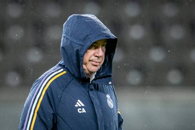 UEFA Champions League: Pressekonferenz und Training Real Madrid. Berlin, 11.12.2023 Carlo Ancelotti (Trainer Real Madrid) UEFA Champions League: Pressekonferenz und Training Real Madrid vor dem Spiel 1. FC Union Berlin vs Real Madrid, Olympiastadion, Berlin, 11.12.2023 Copyright: xBEAUTIFULxSPORTS LucianoxLimax