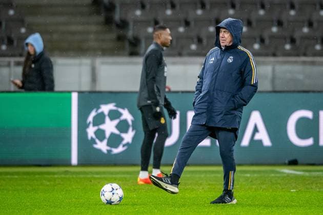 UEFA Champions League: Pressekonferenz und Training Real Madrid. Berlin, 11.12.2023 Carlo Ancelotti (Trainer Real Madrid) UEFA Champions League: Pressekonferenz und Training Real Madrid vor dem Spiel 1. FC Union Berlin vs Real Madrid, Olympiastadion, Berlin, 11.12.2023 Copyright: xBEAUTIFULxSPORTS LucianoxLimax