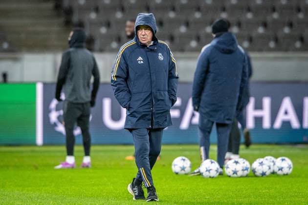 UEFA Champions League: Pressekonferenz und Training Real Madrid. Berlin, 11.12.2023 Carlo Ancelotti (Trainer Real Madrid) UEFA Champions League: Pressekonferenz und Training Real Madrid vor dem Spiel 1. FC Union Berlin vs Real Madrid, Olympiastadion, Berlin, 11.12.2023 Copyright: xBEAUTIFULxSPORTS LucianoxLimax