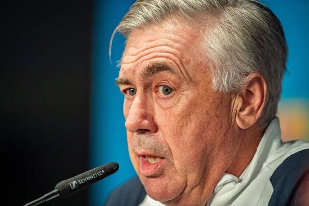 UEFA Champions League: Pressekonferenz und Training Real Madrid. Berlin, 11.12.2023 Carlo Ancelotti (Trainer Real Madrid) UEFA Champions League: Pressekonferenz und Training Real Madrid vor dem Spiel 1. FC Union Berlin vs Real Madrid, Olympiastadion, Berlin, 11.12.2023 Copyright: xBEAUTIFULxSPORTS LucianoxLimax