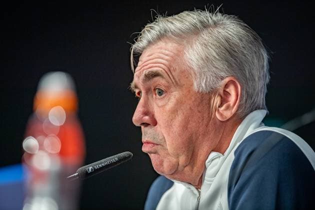 UEFA Champions League: Pressekonferenz und Training Real Madrid. Berlin, 11.12.2023 Carlo Ancelotti (Trainer Real Madrid) UEFA Champions League: Pressekonferenz und Training Real Madrid vor dem Spiel 1. FC Union Berlin vs Real Madrid, Olympiastadion, Berlin, 11.12.2023 Copyright: xBEAUTIFULxSPORTS LucianoxLimax