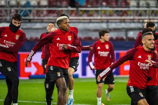 SOCCER - UEFA CL, RBS vs Benfica SALZBURG,AUSTRIA,11.DEC.23 - SOCCER - UEFA Champions League, group stage, Red Bull Salzburg vs SL Benfica, preview, training Benfica. Image shows Florentino (Benfica).  GEPAxpictures xAistexRidikaite