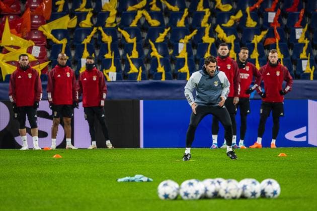 SOCCER - UEFA CL, RBS vs Benfica SALZBURG,AUSTRIA,11.DEC.23 - SOCCER - UEFA Champions League, group stage, Red Bull Salzburg vs SL Benfica, preview, training Benfica. Image shows the team of Benfica.  GEPAxpictures xAistexRidikaite