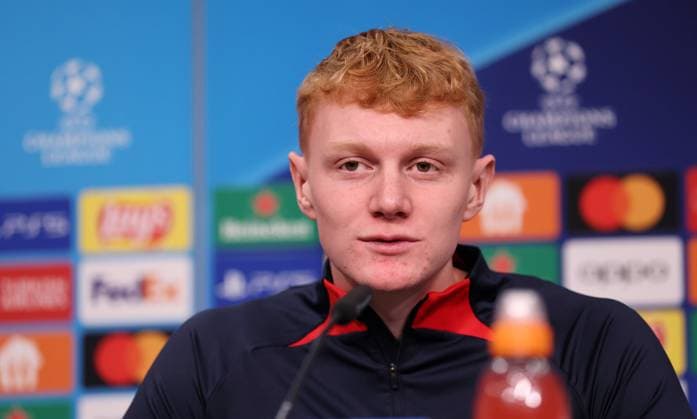 RB Leipzig PK Champions League Leipzig, 12.12.2023, RB Akademie, UEFA Champions League , RB Leipzig - Pressekonferenz am Vortag von RBL v. Young Boys Bern , Im Bild: Spieler Nicolas Seiwald (13, RB Leipzig) ,