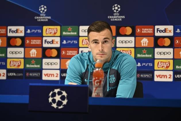 Barcelona s Inaki Pena pictured during a press conference, PK, Pressekonferenz of Spanish club FC Barcelona, Barca on Tuesday 12 December 2023 in Antwerp. The team is preparing for tomorrow s game against Belgian soccer team Royal Antwerp FC, on day six of the Champions League group stage, in group H. TOM GOYVAERTS TomxGoyvaerts  x82173123x