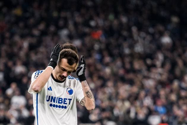 231212 Diogo Goncalves of FC Copenhagen looks dejected during the UEFA Champions League football match between FC Copenhagen and Galatasaray on December 12, 2023 in Copenhagen. Photo: Petter Arvidson BILDBYRAN kod PA PA0704 fotboll football soccer fotball champions league fc copenhagen galatasaray bbeng depp Copyright: PETTERxARVIDSON BB231212PA010