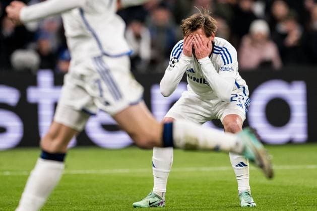 231212 Peter Ankersen of FC Copenhagen looks dejected during the UEFA Champions League football match between FC Copenhagen and Galatasaray on December 12, 2023 in Copenhagen. Photo: Petter Arvidson BILDBYRAN kod PA PA0704 fotboll football soccer fotball champions league fc copenhagen galatasaray bbeng depp Copyright: PETTERxARVIDSON BB231212PA013
