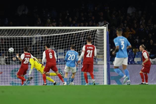 Champions League match SSC Napoli vs Braga Braga s Turkish defender Serdar SaatcÄ± autogoal during the Uefa champions league match between SSC Napoli vs Braga at the Diego Armando Maradona Stadium in Naples, southern Italy, on December 12, 2023. ABPH5414 Copyright: xAntonioxBalascox