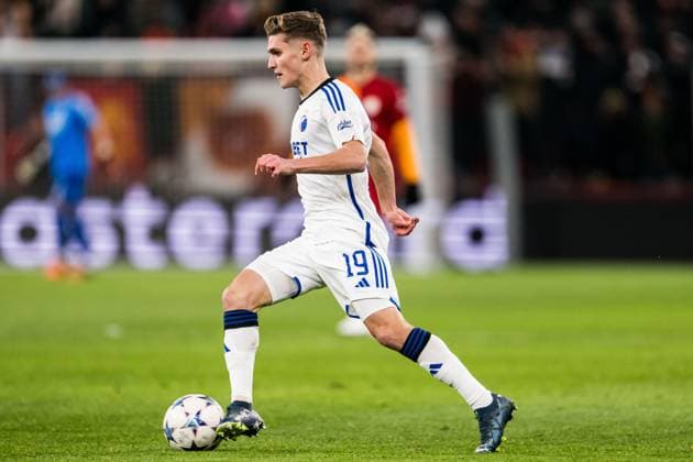 231212 Elias Jelert of FC Copenhagen during the UEFA Champions League football match between FC Copenhagen and Galatasaray on December 12, 2023 in Copenhagen. Photo: Petter Arvidson BILDBYRAN kod PA PA0704 fotboll football soccer fotball champions league fc copenhagen galatasaray bbeng Copyright: PETTERxARVIDSON BB231212PA018