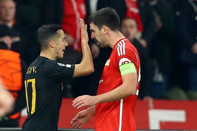 12.12.2023, xtgx, Fussball UEFA Champions League, Union Berlin - Real Madrid emspor, v.l. Lucas Vazquez (Real Madrid) Rani Khedira (1. FC Union Berlin) (DFL DFB REGULATIONS PROHIBIT ANY USE OF PHOTOGRAPHS as IMAGE SEQUENCES and or QUASI-VIDEO) Berlin