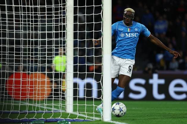 Foto Alessandro Garofalo LaPresse 12 dicembre 2023 Napoli, Italia calcio Napoli vs Braga Champions League 2023 2024 - stadio Diego Armando Maradona Nella foto: Victor Osimhen (SSC Napoli); gol 2-0 December 12, 2023 Naples, Italy sport soccer Napoli vs Braga - Champions League 2023 2024 - Diego Armando Maradona stadium. In the pic: Victor Osimhen (SSC Napoli); goal 2-0  Copyright: xAlessandroxGarofalo LaPressex