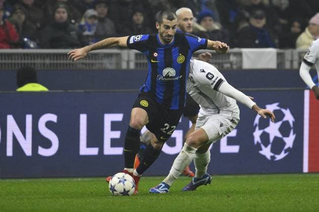 Henrikh Mkhitaryan of F.C. Inter during the 6th day of the UEFA Champions League Group D between F.C. Internazionale Milano vs Real Sociedad De Futbol on 12 December 2023 at the San Siro Stadium in Milan, Italy.  Copyright: xDomenicoxCippitelli IPAxSportx x xx IPA_42176848 IPA_Agency_IPA42176848