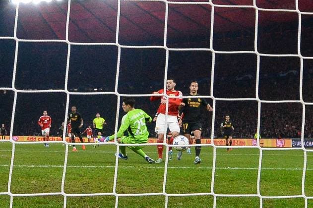 Fussball, Herren, Saison 2023 2024, UEFA Champions League (Gruppe C, 6. Spieltag), 1. FC Union Berlin - Real Madrid, v.l. Kevin Volland (1. FC Union Berlin) erzielt das Tor zum 1:0 , 12.12. 2023, Copyright: xMatthiasxKochx