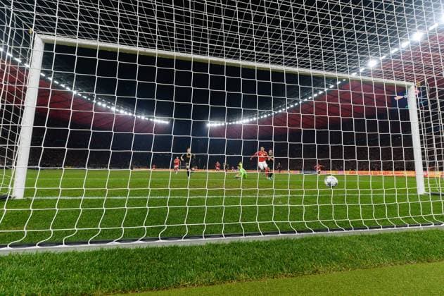 Fussball, Herren, Saison 2023 2024, UEFA Champions League (Gruppe C, 6. Spieltag), 1. FC Union Berlin - Real Madrid, v.l. Kevin Volland (1. FC Union Berlin) erzielt das Tor zum 1:0 , 12.12. 2023, Copyright: xMatthiasxKochx