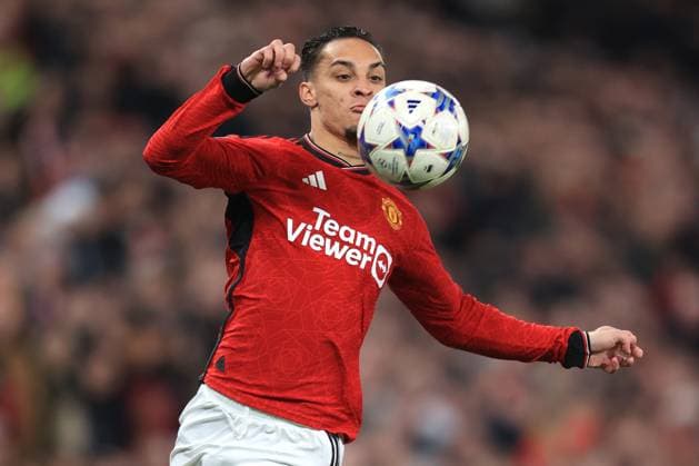 Football - UEFA Champions League - Group A - Manchester United, ManU v Bayern Munich 12th December 2023 - UEFA Champions League - Group A - Manchester United v Bayern Munich - Antony of Manchester United - Photo: Simon Stacpoole Offside. Manchester UK Copyright: xSimonxStacpoolexOffside