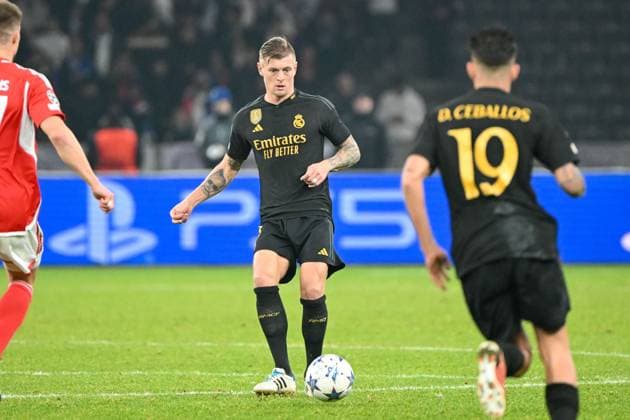 Fussball, Herren, Saison 2023 2024, UEFA Champions League (Gruppe C, 6. Spieltag), 1. FC Union Berlin - Real Madrid, v.l. Toni Kroos (Real Madrid) , 12.12. 2023, Copyright: xMatthiasxKochx