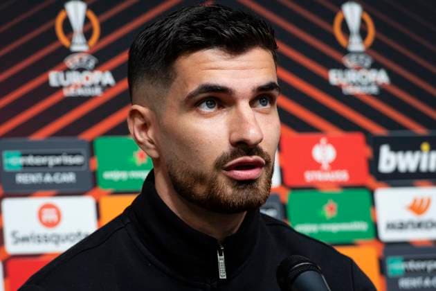 CP Stade Rennais F.C PHOTOPQR OUEST FRANCE Philippe RENAULT ; Rennes ; 13 12 2023 ; UEFA. Europa League. Phase de groupe. Football. Conférence de presse du Stade Rennais F.C. qui affrontera ce jeudi 14 décembre le Villarreal CF. En présence de Martin Terrier et Julien Stéphan, entraineur de Rennes. Photo Philippe RENAULT Ouest-France dec 13th 2023. press conference, PK, Pressekonferenz of Stade Rennais F.C, a day before its UEFA match against Villerreal FC Rennes France  Copyright: xPHOTOPQR OUESTxFRANCE MAXPPPxPhilippexRENAULTx 20231213OFR4355 20231213OFR4355