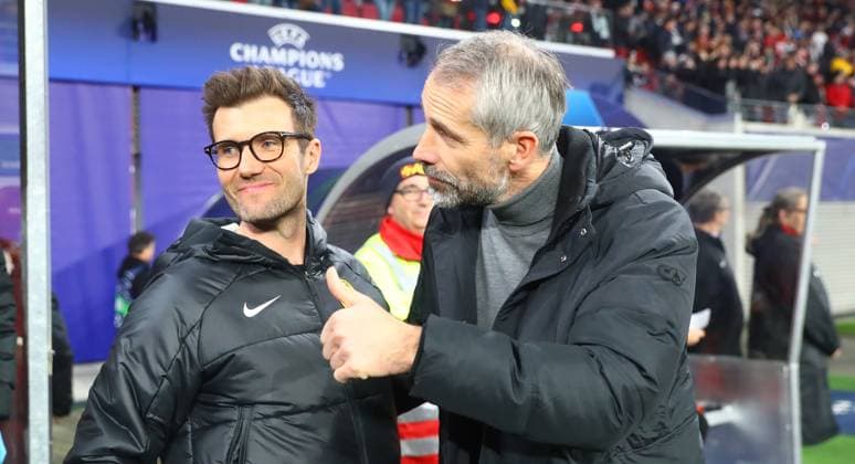 RB Leipzig - Young Boys Bern Champions League Leipzig, 13.12.2023, Red Bull Arena, Champions League, Gruppe G, Spieltag 6 , RB LEIPZIG vs. YOUNG BOYS BERN , Im Bild v.l.: Trainer Raphael Wicky, Young Boys Bern und Trainer Marco Rose (RB Leipzig) ,