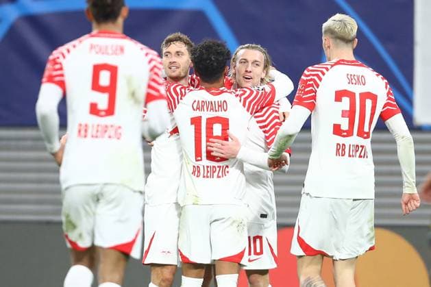 13.12.2023, xtgx, Fussball UEFA Champions League, RB Leipzig - Young Boys Bern emspor, v.l. Emil Forsberg (Leipzig, 10) Jubel, Torjubel, jubelt ueber das Tor, celebrate the goal, celebration (DFL DFB REGULATIONS PROHIBIT ANY USE OF PHOTOGRAPHS as IMAGE SEQUENCES and or QUASI-VIDEO) Leipzig