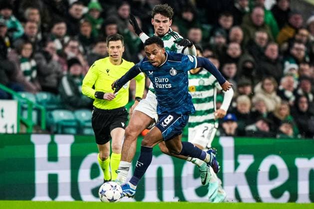UEFA Champions League: Celtic v Feyenoord Glasgow - Quinten Timber of Feyenoord during the 6th leg of the UEFA Champions League group stage between Celtic v Feyenoord at Celtic Park on 13 December 2023 in Glasgow, Scotland. Copyright: xTomxBodex