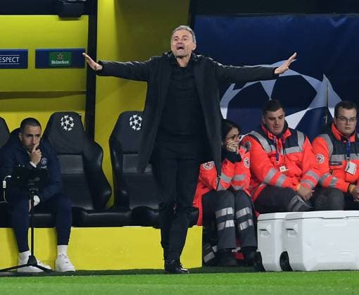 13.12.2023, Dortmund, Germany, Signal-Iduna-Park, Borussia Dortmund vs Paris Saint-Germain - UEFA Champions League 2023 2024 - Group F, Trainer Luis Enrique (Paris Saint-Germain) gestikuliert, gestik (Foto Ralf Treese) Dortmund Signal-Iduna-Park North Rhine-Westphalia Germany
