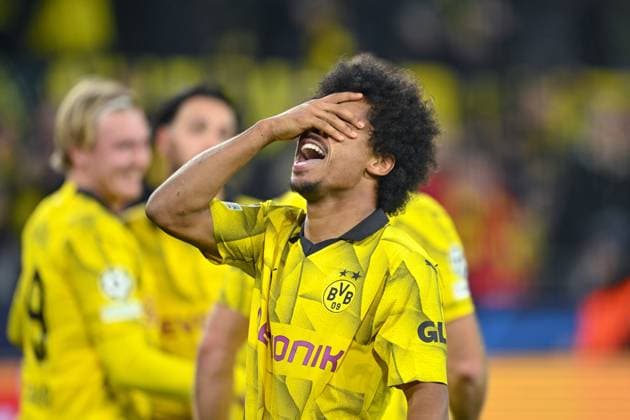 13.12.2023, Fussball, UCL, UEFA Champions League, Gruppenphase, 6. Spieltag, Saison 2023 2024, Borussia Dortmund - Paris St. Germain, Karim Adeyemi (Borussia Dortmund) freut sich über das Tor zum 1:0. xRHR-FOTO TKx Copyright: TeresaxKroeger RHR-FOTOx RHR-FOTO TK