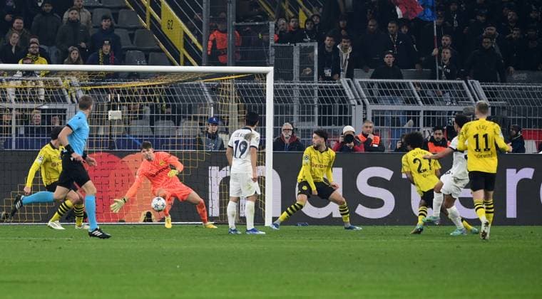 Warren Zaire-Emery (Paris Saint Germain), 2. v.re., erzielt das Tor zum 1:1 13.12.2023, Fussball Champions League, Saison 2023 2024, Vorrunde, 6. Spieltag, Borussia Dortmund - Paris Saint Germain Dortmund Signal Iduna Park Nordrhein Westfalen Deutschland