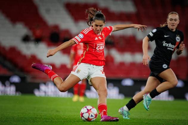 Francisca Nazareth during UEFA Women Champions League 23 24 game between SL Benfica and Eintracht Frankfurt at Estadio Da Luz, Lisbon, Portugal. (Maciej Rogowski) Lisbon Estadio Da Luz Portugal Copyright: xMaciejxRogowskix d-211
