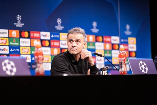 GER, Champions League, Borussia Dortmund vs Paris Saint-Germain 13.12.2023, Signal Iduna Park, Dortmund, GER, Champions League, Borussia Dortmund vs Paris Saint-Germain Im Bild: Luis Enrique (Head-Coach Chef-Trainer Paris Saint-Germain) in der Pressekonferenz nach dem Spiel