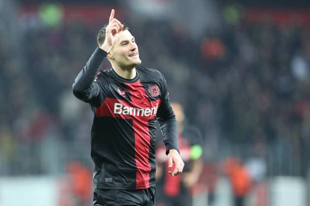 Sport Bilder des Tages Germany, Leverkusen, 14.12.2023, BayArena, Bayer Leverkusen vs Molde FK - UEFA Europa League 2023 2024 - Group H, Patrick Schick (Bayer 04 Leverkusen) celebrates after scoring his team s first goal Leverkusen BayArena North Rhine-Westfalia Germany