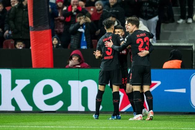 UEFA Europa League: Bayer 04 Leverkusen - Molde FK; 14.12.2023 Jubel zum 1:0 durch Patrick Schick (Bayer 04 Leverkusen, 14) UEFA Europa League 6. Spieltag: Bayer 04 Leverkusen - 1Molde FK, BayArena Leverkusen am 14.12.2023 DFL REGULATIONS PROHIBIT ANY USE OF PHOTOGRAPHS AS IMAGE SEQUENCES AND OR QUASI-VIDEO. Copyright: xBEAUTIFULxSPORTS Wunderlx