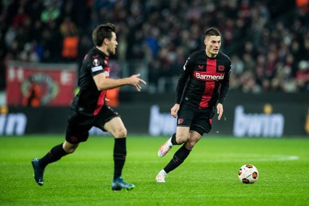 UEFA Europa League: Bayer 04 Leverkusen - Molde FK; 14.12.2023 Patrick Schick (Bayer 04 Leverkusen, 14) auf dem Weg zum 1:0 UEFA Europa League 6. Spieltag: Bayer 04 Leverkusen - 1Molde FK, BayArena Leverkusen am 14.12.2023 DFL REGULATIONS PROHIBIT ANY USE OF PHOTOGRAPHS AS IMAGE SEQUENCES AND OR QUASI-VIDEO. Copyright: xBEAUTIFULxSPORTS Wunderlx