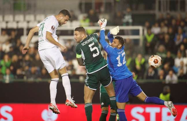 Panathinaikos vs Maccabi Haifa Maccabi Haifa™s Dean David scores the 0-1 during the UEFA Europa League group F soccer match between Panathinaikos and Maccabi Haifa held at Apostolos Nikolaidis Stadium, in Athens, Greece, 14 December 2023. ATHENS ATHENS Greece Copyright: xPANAGIOTISxMOSCHANDREOUx _NCH2042