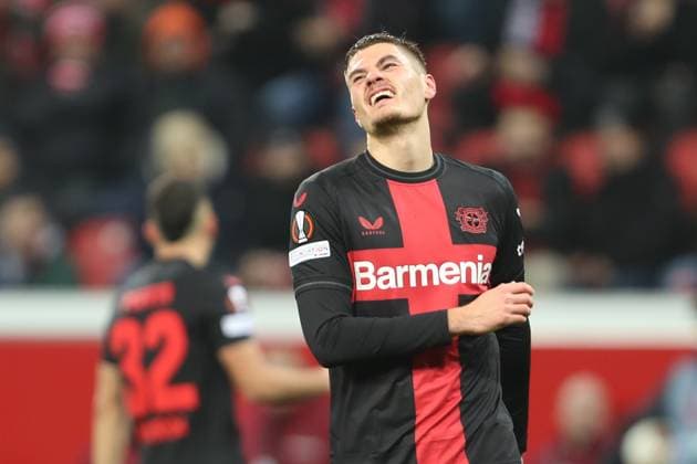 Germany, Leverkusen, 14.12.2023, BayArena, Bayer Leverkusen vs Molde FK - UEFA Europa League 2023 2024 - Group H, Patrick Schick (Bayer 04 Leverkusen) gestures Leverkusen BayArena North Rhine-Westfalia Germany