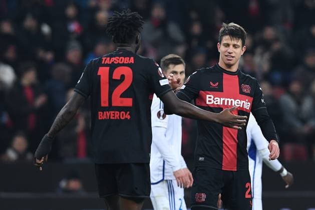 Fußball Europa League Gruppenphase 6. Spieltag Bayer 04 Leverkusen - Molde FK am 14.12.2023 in der BayArena in Leverkusen Torjubel zum 5:0 durch Adam Hlozek ( Leverkusen )