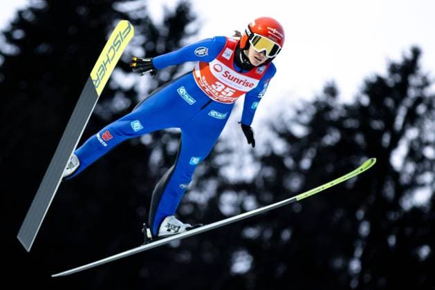 Sport Themen der Woche KW50 Sport Bilder des Tages NORDIC SKIING - FIS WC Engelberg ENGELBERG,SWITZERLAND,14.DEC.23 - NORDIC SKIING, Ski jumping, Skispringen, Ski, nordisch - FIS World Cup, large hill, ladies, qualification. Image shows Selina Freitag (GER).  GEPAxpictures xMaticxKlansek