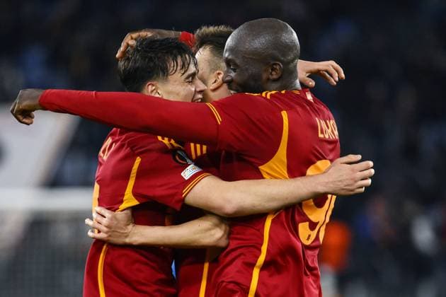Roma 14 12 2023 - Europa League Roma-Sheriff Tiraspol foto Image nella foto: esultanza gol Niccolo Pisilli 
