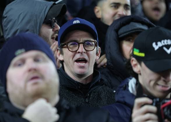 Brighton and Hove, England, 14th December 2023. Joey Barton is seem in the stands during the UEFA Europa League match at the AMEX Stadium, Brighton and Hove. Picture credit should read: Paul Terry Sportimage EDITORIAL USE ONLY. No use with unauthorised audio, video, data, fixture lists, club league logos or live services. Online in-match use limited to 120 images, no video emulation. No use in betting, games or single club league player publications. SPI-2802-0002