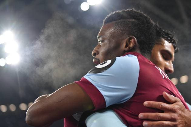 Mohammed Kudus of West Ham United celebrates scoring the opening goal during the UEFA Europa League match between West Ham United and SC Freiburg at the London Stadium, Queen Elizabeth Olympic Park , London, England on 14 December 2023. Copyright: xPhilxHutchinsonx 39240013