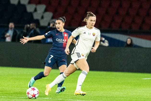 Sakina Karchaoui (PSG) FOOTBALL : PSG vs AS Roma - UEFA WomenÂ’s Champions League - 14 12 2023 BaptisteAutissier Panoramic 