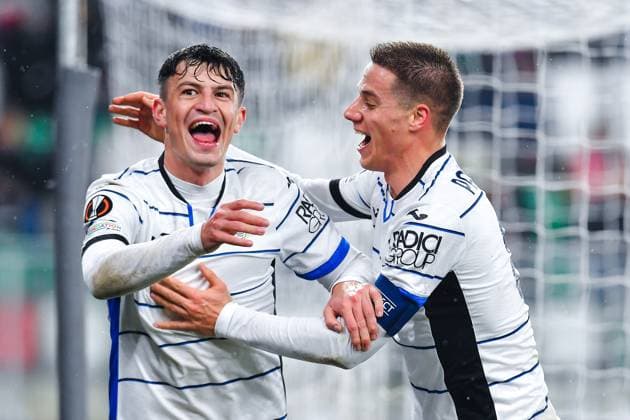 SOSNOWIEC, POLAND - DECEMBER 14: Giovanni Bonfanti (43) of Atalanta BC celebrates his goal during UEFA Europa League Matchday 6 group stage match between Rakow Czestochowa and Atalanta BC at Zaglebiowski Park Sportowy on December 14, 2023 in Sosnowiec, Rakow Czestochowa v Atalanta BC Copyright: xMateuszxSobczakx