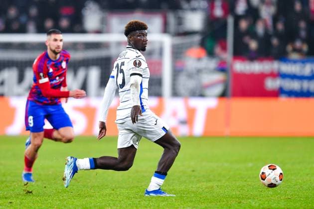 SOSNOWIEC, POLAND - DECEMBER 14: Michel Ndary Adopo (25) of Atalanta BC during UEFA Europa League Matchday 6 group stage match between Rakow Czestochowa and Atalanta BC at Zaglebiowski Park Sportowy on December 14, 2023 in Sosnowiec, Rakow Czestochowa v Atalanta BC Copyright: xMateuszxSobczakx