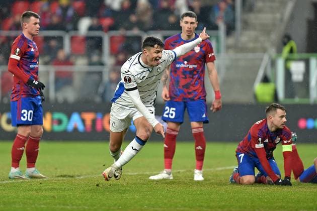 2023.12.14 Sosnowiec Pilka nozna, UEFA Liga Europy, sezon 2023 2024 Rakow Czestochowa - Atalanta Bergamo N z Giovanni Bonfanti, radosc po bramce na 0-2, gol, bramka Foto Krzysztof Porebski PressFocus 2023.12.14 Sosnowiec Football, UEFA Europa League, 2023 24 season Rakow Czestochowa - Atalanta Bergamo Giovanni Bonfanti, radosc po bramce na 0-2, gol, bramka Credit: Krzysztof Porebski PressFocus NEWSPIX.PL --- Newspix.pl POLAND OUT!  20231214PF_KP97032