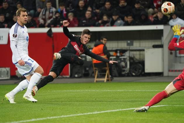 Fussball, UEFA Europa League 2023 2024, Gruppenphase , Gruppen H, Spieltag 6, Bayer 04 Leverkusen - Molde FK, 14.12.2023, Bayarena Leverkusen, Adam Hlozek Bayer 04 Leverkusen Torerfolg