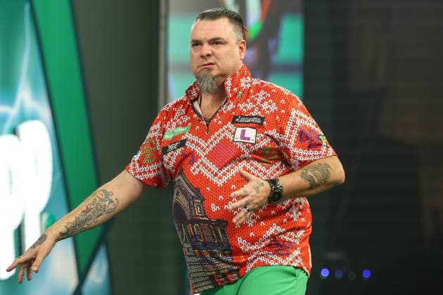 Sport Themen der Woche KW50 Sport Bilder des Tages Darts Paddy Power 2024 PDC World Darts Championship Stowe Buntz reaction to missing a shot during the 2024 PDC World Darts Championship at Alexandra Palace, London, United Kingdom on 15 December 2023. Editorial use only , Copyright: xShanexHealeyx PSI-18599-0012
