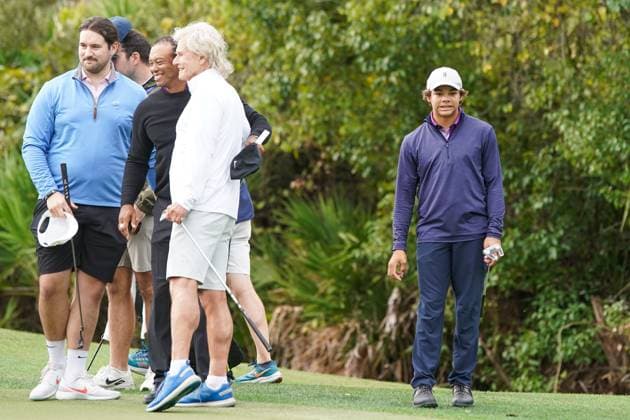 December 15, 2023, Orlando, Florida, USA: Charlie Woods reacts after missing a photo opportunity on the 9th green during the 2023 PNC Championship Pro-Am at Ritz-Carlton Golf Club. Orlando USA - ZUMAw109 20231215_fap_w109_019 Copyright: xDebbyxWongx