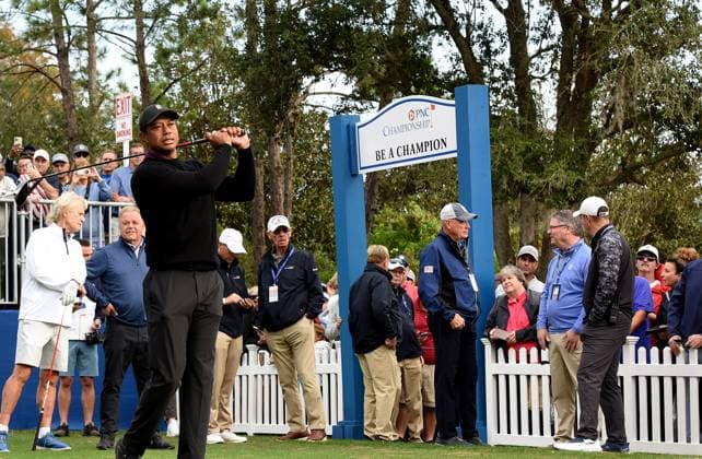 December 15, 2023, Orlando, Florida, United States: Tiger Woods prepares to tee off on the first hole of the Pro-Am at the PNC Championship golf tournament at the Ritz-Carlton Golf Club. Orlando United States - ZUMAs197 20231215_aab_s197_066 Copyright: xPaulxHennessyx