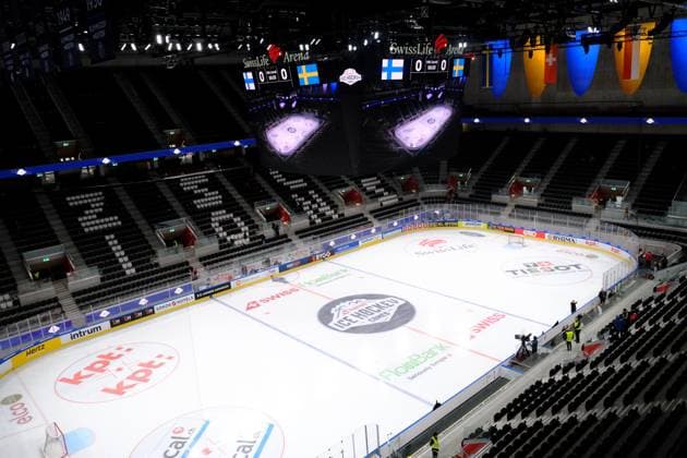 Swiss Life Arena empty before the game - SWISS Ice hockey, Eishockey GAMES 2023 Finland vs Sweden Zurich Swiss Life Arena Zürich Schweiz Copyright: xSergioxBrunettix